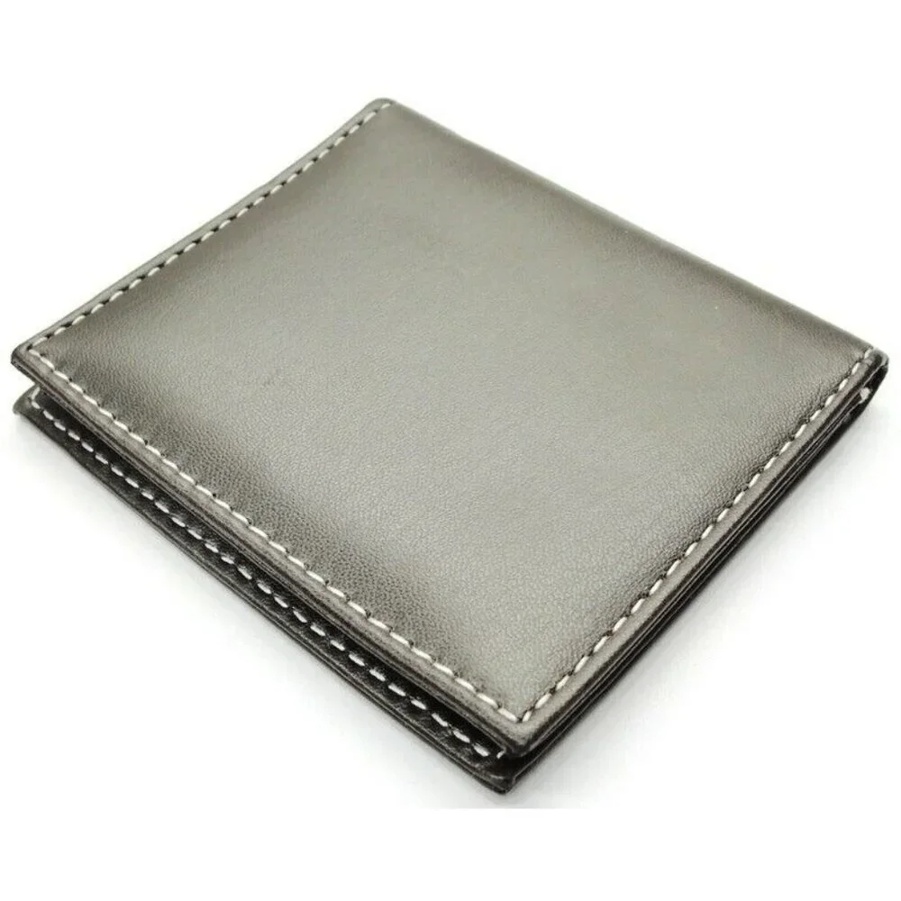 Brown Stitched Money Leather Wallet Photo Credit Card Cash ID Holder